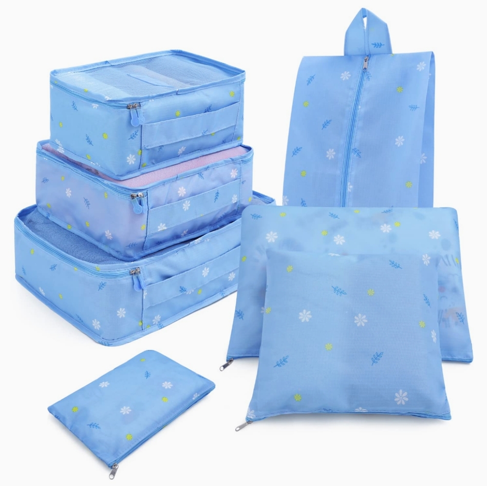 COPY - 7Pcs Travel Bags Clothes Packing Cube Luggage Organizer w/ Shoes Bag Blu…